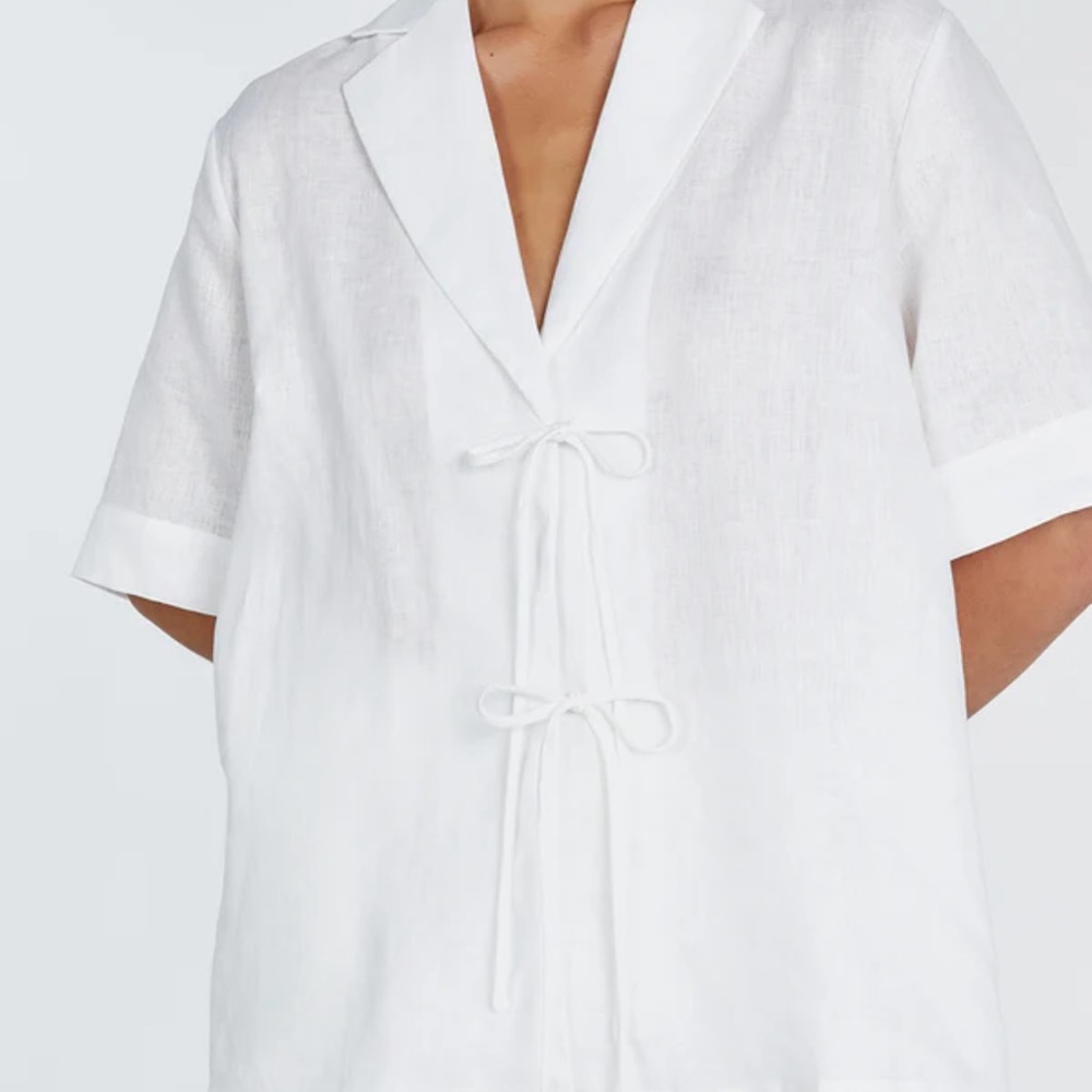 DISSH Emelia White Linen Wrap Shirt Sz 4